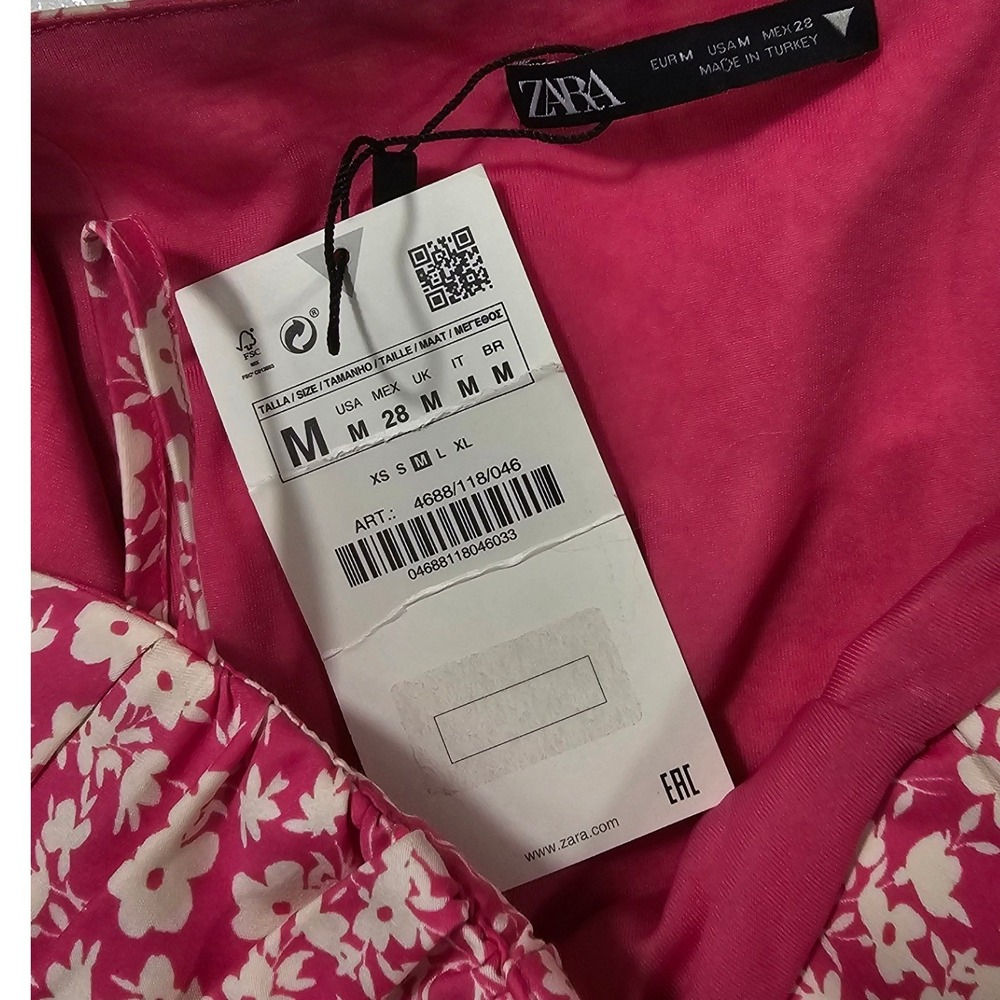 Zara Pink Floral Corset Bodice Bodysuit Sweetheart Neckline 4688/118/046 Size M - Picture 3 of 8